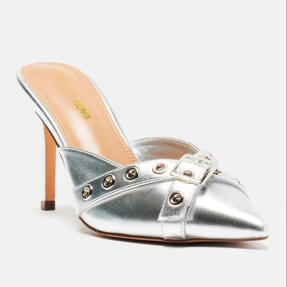 Fashion Nova Silver Slip On Pumps, 'Your Addiction Pumps', Size 9